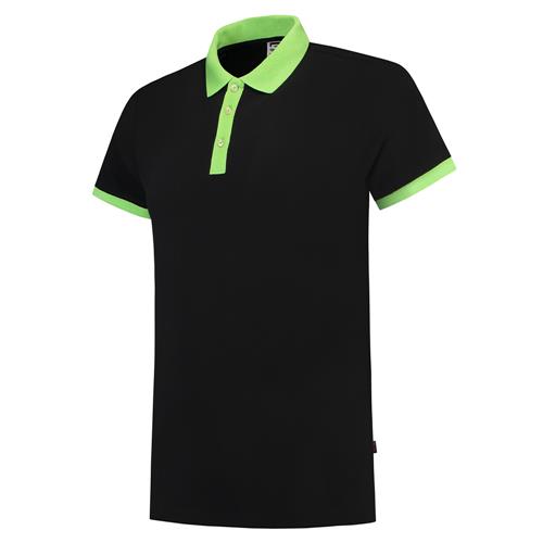 Tricorp 201002 Poloshirt Bicolor Fitted zwart/lime - Afbeelding 2