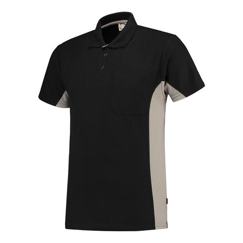 Tricorp 202002 Poloshirt Bicolor Borstzak zwart/grijs - Afbeelding 2