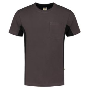 Tricorp 102002 T-Shirt Bicolor Borstzak donkergrijs/zwart