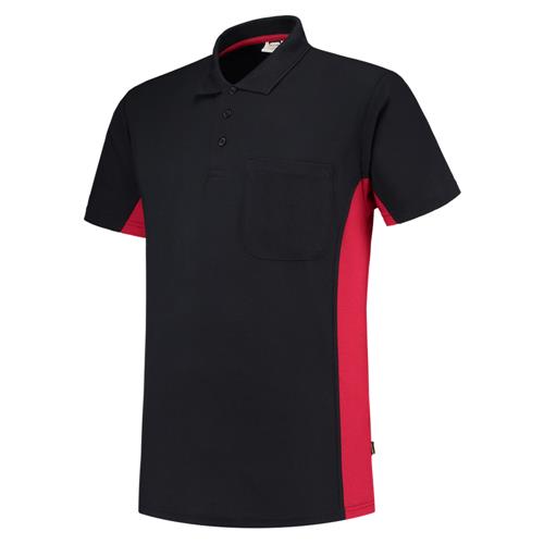 Tricorp 202002 Poloshirt Bicolor Borstzak marineblauw/rood - Afbeelding 2