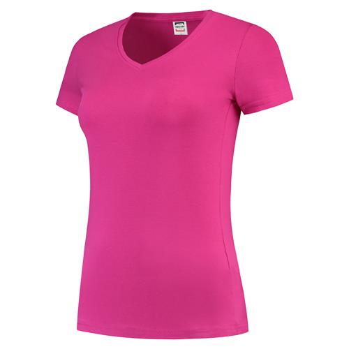 Tricorp 101008 T-Shirt V Hals Fitted Dames fuchsia - Afbeelding 2