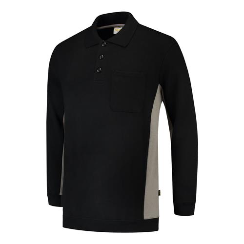Tricorp 302001 Polosweater Bicolor Borstzak zwart/grijs - Afbeelding 2
