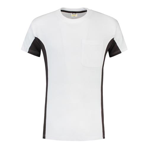 Tricorp 102002 T-Shirt Bicolor Borstzak wit/donkergrijs